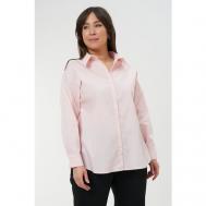 Блуза  , повседневный стиль, прямой силуэт, длинный рукав, размер 58, розовый OLSI