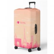 Чехол для чемодана , размер S, бежевый, розовый CVT