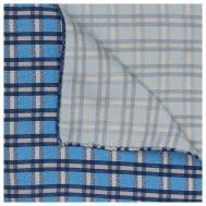 Нагрудный платок , натуральный шелк, в клетку, для мужчин, голубой, бежевый Atelier F&B