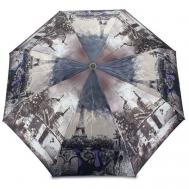 Зонт , автомат, 3 сложения, купол 91 см., 8 спиц, чехол в комплекте, для женщин, серый PLANET