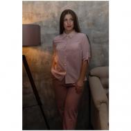 Блуза  , классический стиль, прямой силуэт, укороченный рукав, однотонная, размер 114, розовый Mila Bezgerts