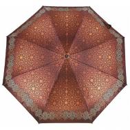 Зонт , автомат, 3 сложения, купол 102 см., 8 спиц, чехол в комплекте, для женщин, коричневый Fabretti