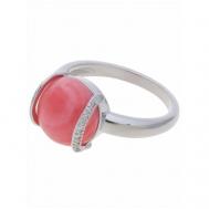 Кольцо помолвочное , фианит, родохрозит, размер 17, розовый Lotus Jewelry