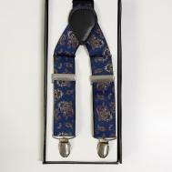 Подтяжки текстиль, металл, подарочная упаковка, длина 190 см., синий Suspenders