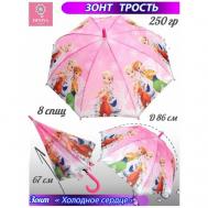 Зонт-трость , полуавтомат, купол 86 см., для девочек, розовый, белый Diniya
