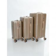 Комплект чемоданов , ABS-пластик, размер L, коричневый Leegi