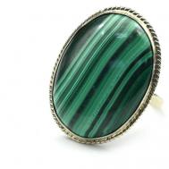 Кольцо, бижутерный сплав, малахит, размер 18.5, зеленый Кольцо малахит "Овал" 23*30мм, размер 18,5
