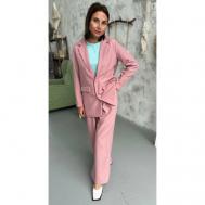 Костюм, жакет и брюки, классический стиль, прямой силуэт, подкладка, карманы, размер 40, розовый blouson_dress