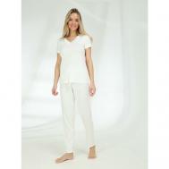 Пижама , футболка, брюки, короткий рукав, размер 40-42, белый Vitacci