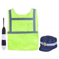 Карнавальный костюм «Инспектор ДПС», жилет, кепка, жезл, рост 110-116 см МИНИВИНИ