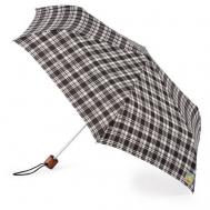 Зонт , механика, 3 сложения, купол 96 см., 6 спиц, деревянная ручка, система «антиветер», для женщин, черный FULTON