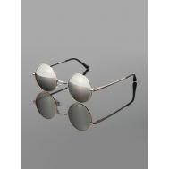 Солнцезащитные очки , круглые, оправа: металл, спортивные, ударопрочные, поляризационные, зеркальные, с защитой от УФ, серебряный Moon Flower