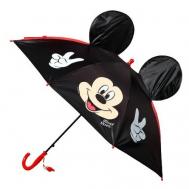 Зонт-трость механика, купол 70 см., красный, черный Disney