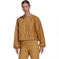 куртка   Quilted Sweater демисезонная, укороченная, силуэт прямой, манжеты, без карманов, стеганая, размер 32, золотой adidas Originals