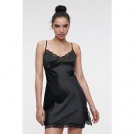 Платье-комбинация , атлас, в бельевом стиле, прилегающее, мини, размер S, черный BEFREE