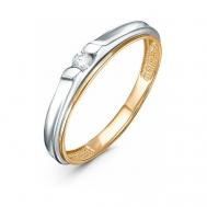 Кольцо обручальное , комбинированное, красное, белое золото, 585 проба, родирование, бриллиант, размер 19, золотой, белый INFINI