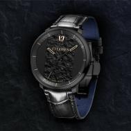 Наручные часы  Наручные часы механические L’TERRIAS стальной корпус на кожаном ремешке "Alligator", черный L'TERRIAS
