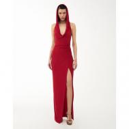 Платье , прилегающее, макси, открытая спина, капюшон, размер M, красный Sorelle