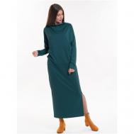 Платье-водолазка , повседневное, оверсайз, макси, карманы, размер 50, зеленый With street