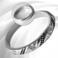 Кольцо обручальное , серебро, 925 проба, родирование, гравировка, фианит, размер 18.5, серебряный VITACREDO