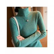Водолазка, шерсть, длинный рукав, прилегающий силуэт, размер 40/44, зеленый Zhejiang Sifang Imp.&Exp/Водолазка "лапша" женская