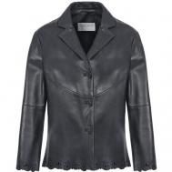 Кожаная куртка  , средней длины, силуэт прямой, размер 46, черный Alexander McQueen