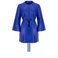 Кожаная куртка , средней длины, размер 44, синий Lucio Domingo