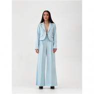 Костюм, жакет и брюки, классический стиль, полуприлегающий силуэт, подкладка, размер 44, голубой SK brand