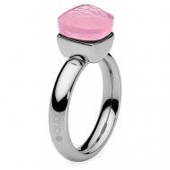 Кольцо , бижутерный сплав, серебрение, фианит, размер 18, розовый, серебряный Qudo