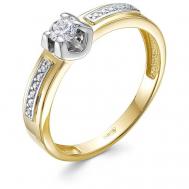 Кольцо , желтое золото, 585 проба, бриллиант, размер 18, бесцветный Vesna jewelry