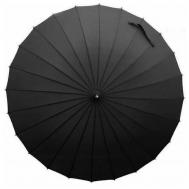 Зонт-трость полуавтомат, купол 104 см., 24 спиц, деревянная ручка, система «антиветер», чехол в комплекте, для мужчин, черный Universal Umbrella