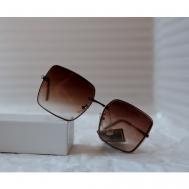 Солнцезащитные очки , квадратные, оправа: металл, спортивные, для женщин, коричневый Tsatsky
