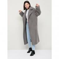 Пальто , искусственный мех, средней длины, силуэт свободный, карманы, размер 48, серый Alef