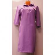 Платье-рубашка , повседневное, трапециевидный силуэт, до колена, карманы, размер 56, фиолетовый Magdalena