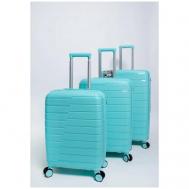 Умный чемодан  Shift Latte, 3 шт., 65 л, размер L, голубой, синий Impreza
