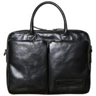 Сумка  торба  повседневная, натуральная кожа, вмещает А4, внутренний карман, регулируемый ремень, черный NIP