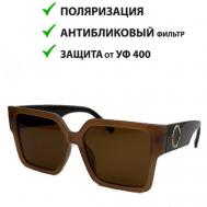 Солнцезащитные очки , прямоугольные, оправа: пластик, градиентные, с защитой от УФ, поляризационные, для женщин, коричневый ECOSKY