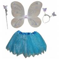 Карнавальный костюм детский Голубая фея белые крылья LU5123-7  116-122cm InMyMagIntri