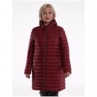куртка   зимняя, удлиненная, силуэт свободный, ветрозащитная, размер 52, бордовый BELLE