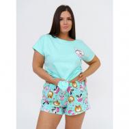Пижама , размер 42, зеленый, голубой Buy-tex.ru