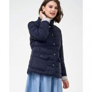куртка   демисезонная, средней длины, силуэт полуприлегающий, без капюшона, размер 48, синий Dixi-Coat