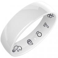 Кольцо керамическое белое "Знаки счастья" женское мужское  19 размер Noima