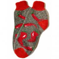 Мужские носки , 1 пара, укороченные, вязаные, размер 39/44, красный, серый komoD