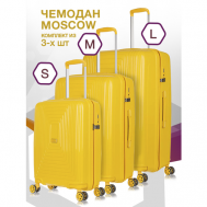 Комплект чемоданов  Moscow, 3 шт., 136 л, размер S/M/L, желтый L'Case
