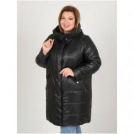 куртка   зимняя, силуэт полуприлегающий, стеганая, размер 58, черный Karmelstyle