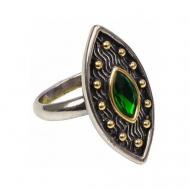 Кольцо , кристалл, серебряный, зеленый WowMan Jewelry