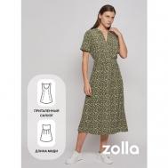 Платье-рубашка , повседневное, прилегающее, миди, размер M, зеленый ZOLLA