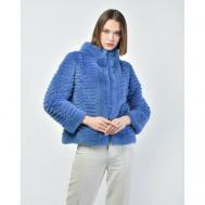 Куртка , норка, силуэт прямой, размер 40, голубой VINICIO PAJARO