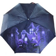 Смарт-зонт , полуавтомат, 3 сложения, купол 105 см., 9 спиц, чехол в комплекте, для женщин, фиолетовый GALAXY OF UMBRELLAS