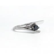 Кольцо , серебро, 925 проба, бриллиант, размер 16.5, черный Кристалл мечты